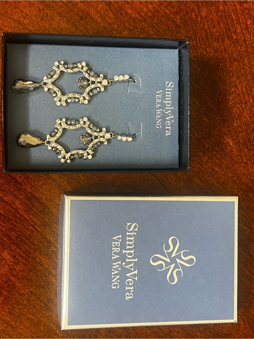 Simply Vera Vera Wang Silver Crystal Chandelier Earrings with Smoke Accents